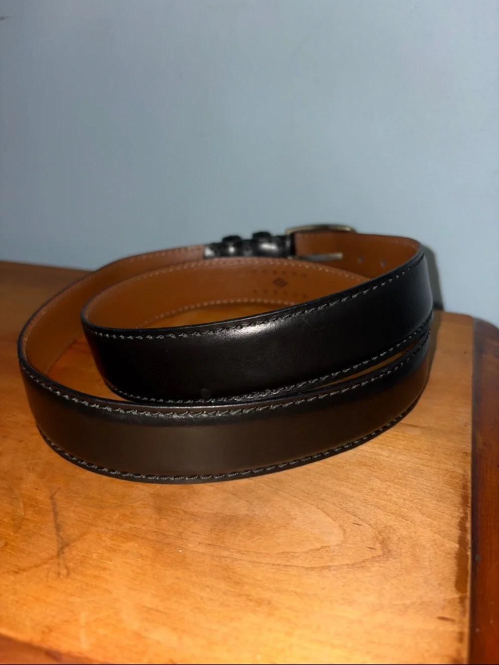 Joseph Abboud Mens Black Leather Dress Belt Size 44 Fatto A Mano in Italia